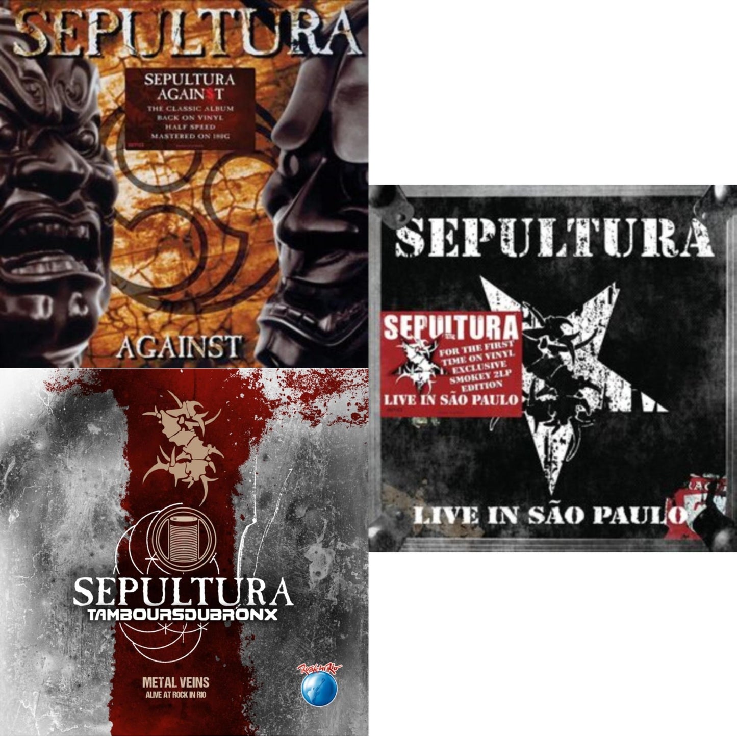 This is a 3 LP Vinyl SKU bundle.
1.This LP Vinyl is brand new.Format: LP VinylMusic Style: ThrashThis item's title is: AgainstArtist: SepulturaLabel: BMG RIGHTS MANAGEMENT (UK) LTDBarcode: 4050538670851Release Date: 10/28/2022
2.This LP Vinyl is brand new.