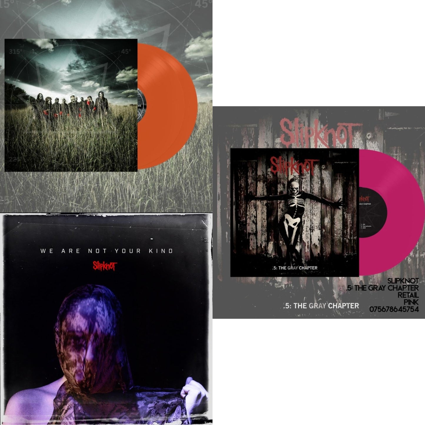 This is a 3 LP Vinyl SKU bundle.
1.This LP Vinyl is brand new.Format: LP VinylMusic Style: Heavy MetalThis item's title is: All Hope Is Gone (Orange Vinyl/2LP)Artist: SlipknotLabel: ROADRUNNER RECORDSBarcode: 075678645747Release Date: 8/26/2022
2.This LP Vinyl is brand new.