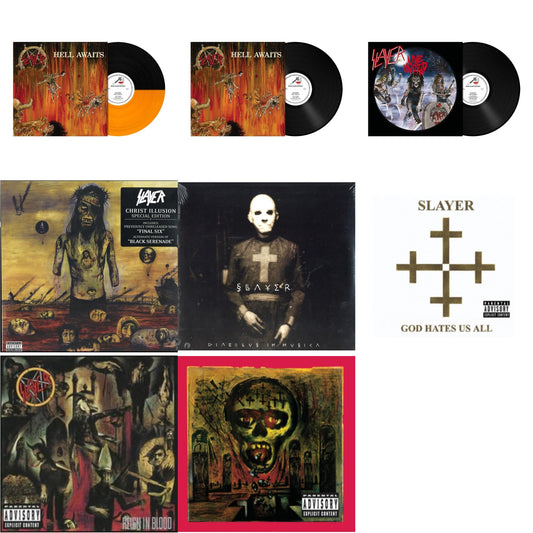 Hell Awaits (Transparent Orange & Black Split LP Vinyl) & Hell Awaits (180G) & Live Undead (180G) & Christ Illusion & Diabolus In Musica & God Hates Us All & Reign In Blood & Seasons In Abyss