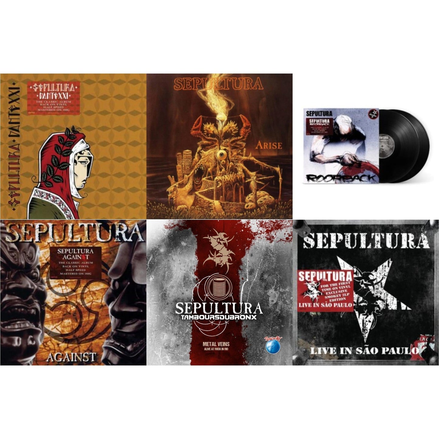 This is a 6 LP Vinyl SKU bundle.
1.This LP Vinyl is brand new.Format: LP VinylMusic Style: ThrashThis item's title is: Dante XxiArtist: SepulturaLabel: BMG RIGHTS MANAGEMENT (UK) LTDBarcode: 4050538670882Release Date: 11/18/2022
2.This LP Vinyl is brand new.