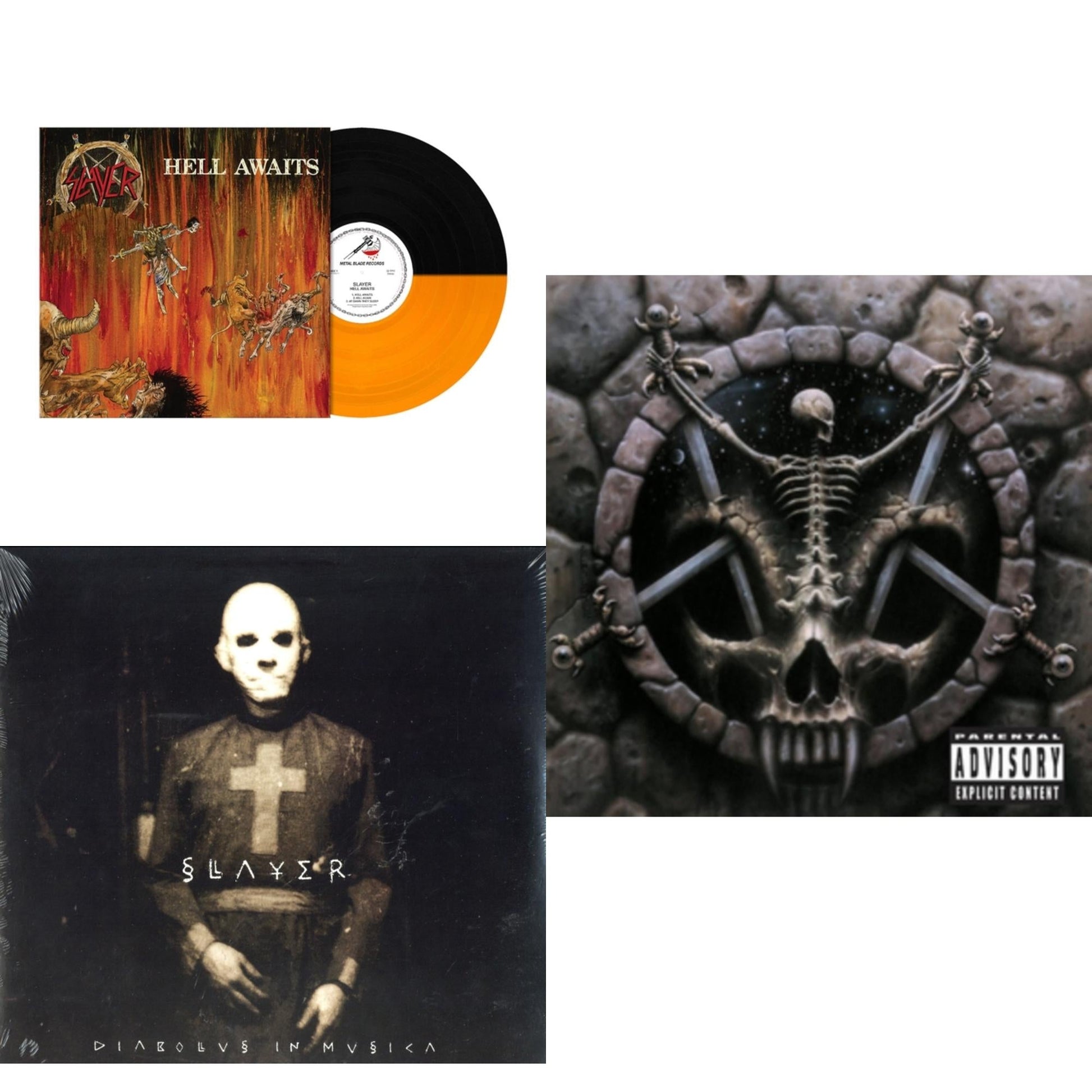 This is a 3 LP Vinyl SKU bundle.
1.This LP Vinyl is brand new.Format: LP VinylMusic Style: ThrashThis item's title is: Hell Awaits (Transparent Orange & Black Split LP Vinyl)Artist: SlayerLabel: Metal Blade RecordsBarcode: 039841578614Release Date: 10/22/2021
2.