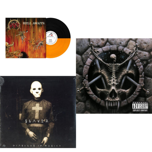 This is a 3 LP Vinyl SKU bundle.
1.This LP Vinyl is brand new.Format: LP VinylMusic Style: ThrashThis item's title is: Hell Awaits (Transparent Orange & Black Split LP Vinyl)Artist: SlayerLabel: Metal Blade RecordsBarcode: 039841578614Release Date: 10/22/2021
2.