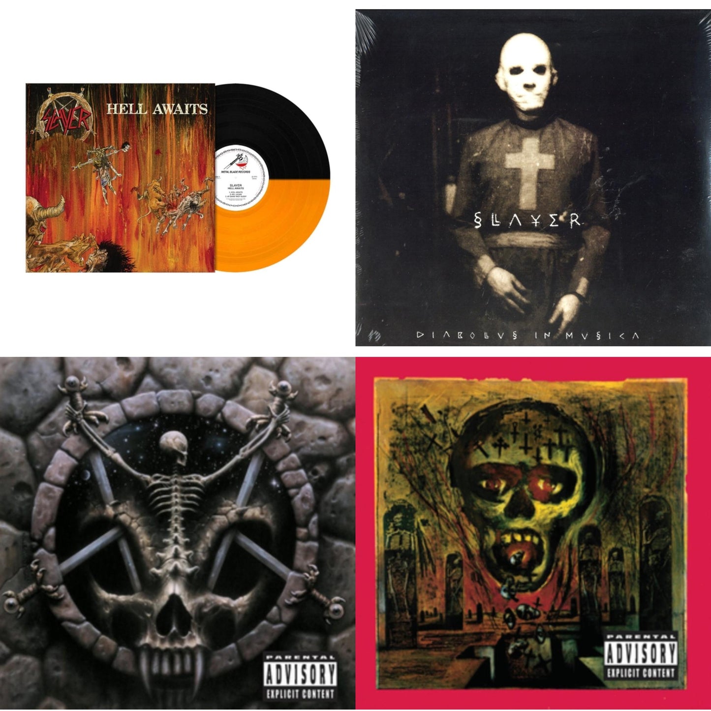 This is a 4 LP Vinyl SKU bundle.
1.This LP Vinyl is brand new.Format: LP VinylMusic Style: ThrashThis item's title is: Hell Awaits (Transparent Orange & Black Split LP Vinyl)Artist: SlayerLabel: Metal Blade RecordsBarcode: 039841578614Release Date: 10/22/2021
2.