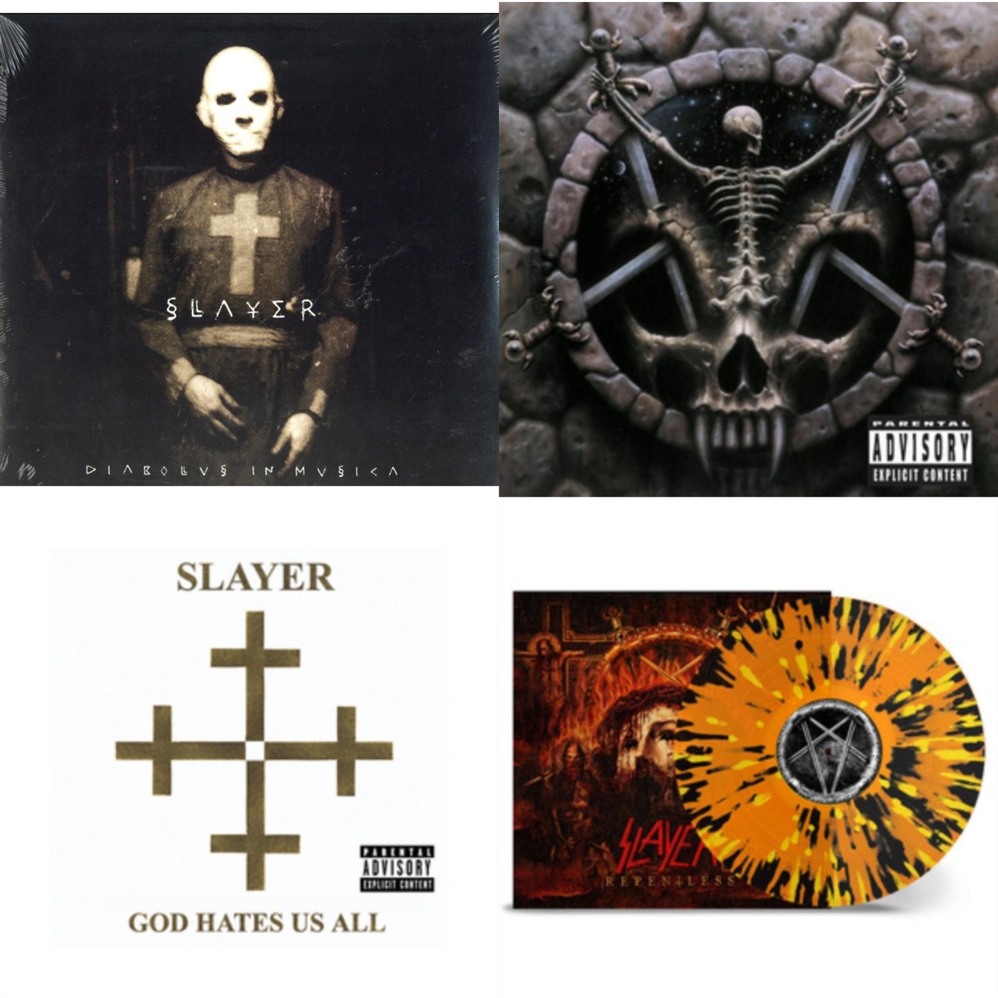 This is a 4 LP Vinyl SKU bundle.
1.This LP Vinyl is brand new.Format: LP VinylMusic Style: ThrashThis item's title is: Diabolus In MusicaArtist: SlayerLabel: AMERICANBarcode: 602537466856Release Date: 12/17/2013
2.This LP Vinyl is brand new.