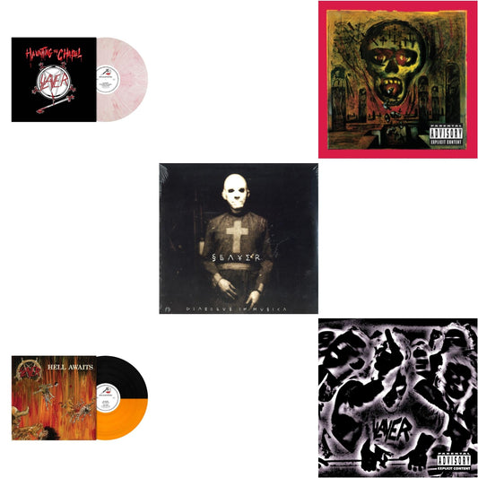 This is a 5 LP Vinyl SKU bundle.
1.This LP Vinyl is brand new.Format: LP VinylMusic Style: ThrashThis item's title is: Haunting The Chapel (Red & White Marbled LP Vinyl)Artist: SlayerLabel: METAL BLADE RECORDSBarcode: 039841578461Release Date: 10/22/2021
2.This LP Vinyl is brand new.