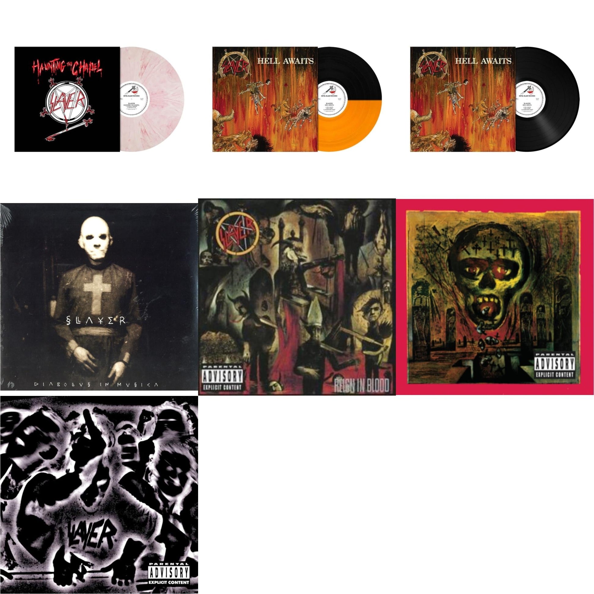 This is a 7 LP Vinyl SKU bundle.
1.This LP Vinyl is brand new.Format: LP VinylMusic Style: ThrashThis item's title is: Haunting The Chapel (Red & White Marbled LP Vinyl)Artist: SlayerLabel: METAL BLADE RECORDSBarcode: 039841578461Release Date: 10/22/2021
2.This LP Vinyl is brand new.