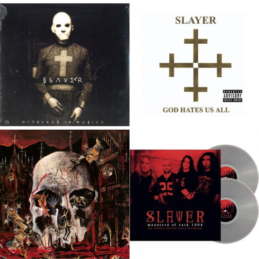 This is a 4 LP Vinyl SKU bundle.
1.This LP Vinyl is brand new.Format: LP VinylMusic Style: ThrashThis item's title is: Diabolus In MusicaArtist: SlayerLabel: AMERICANBarcode: 602537466856Release Date: 12/17/2013
2.This LP Vinyl is brand new.