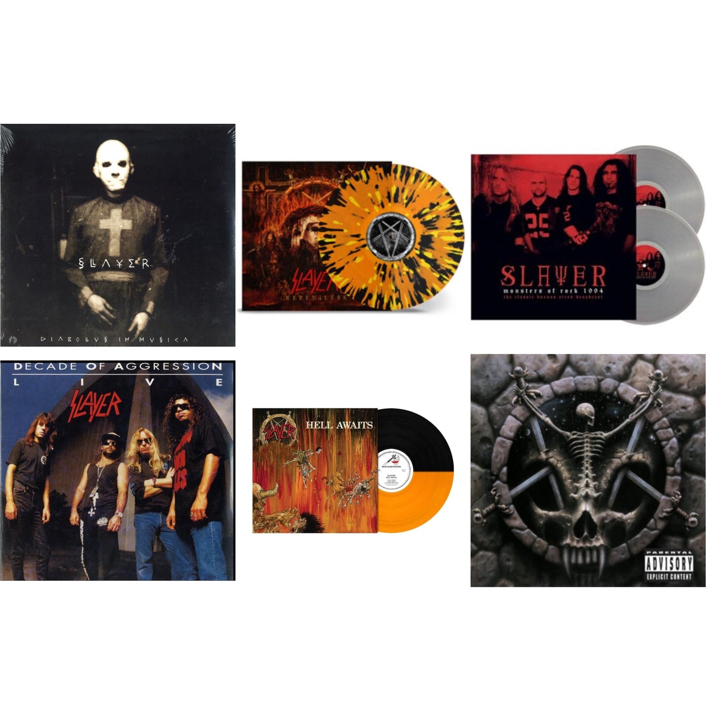 This is a 6 LP Vinyl SKU bundle.
1.This LP Vinyl is brand new.Format: LP VinylMusic Style: ThrashThis item's title is: Hell Awaits (Transparent Orange & Black Split LP Vinyl)Artist: SlayerLabel: Metal Blade RecordsBarcode: 039841578614Release Date: 10/22/2021
2.