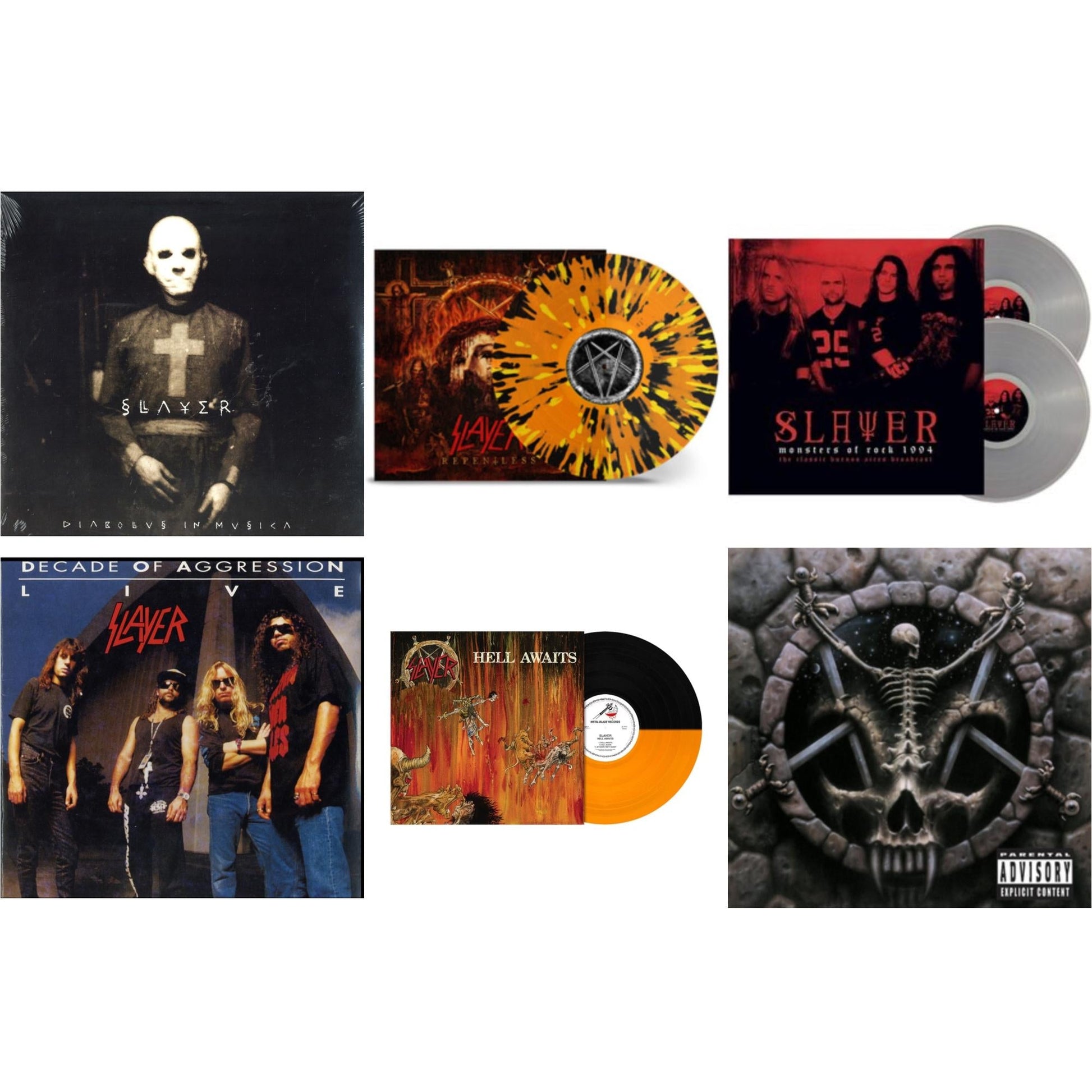 This is a 6 LP Vinyl SKU bundle.
1.This LP Vinyl is brand new.Format: LP VinylMusic Style: ThrashThis item's title is: Hell Awaits (Transparent Orange & Black Split LP Vinyl)Artist: SlayerLabel: Metal Blade RecordsBarcode: 039841578614Release Date: 10/22/2021
2.