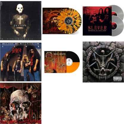 This is a 7 LP Vinyl SKU bundle.
1.This LP Vinyl is brand new.Format: LP VinylMusic Style: ThrashThis item's title is: Hell Awaits (Transparent Orange & Black Split LP Vinyl)Artist: SlayerLabel: Metal Blade RecordsBarcode: 039841578614Release Date: 10/22/2021
2.