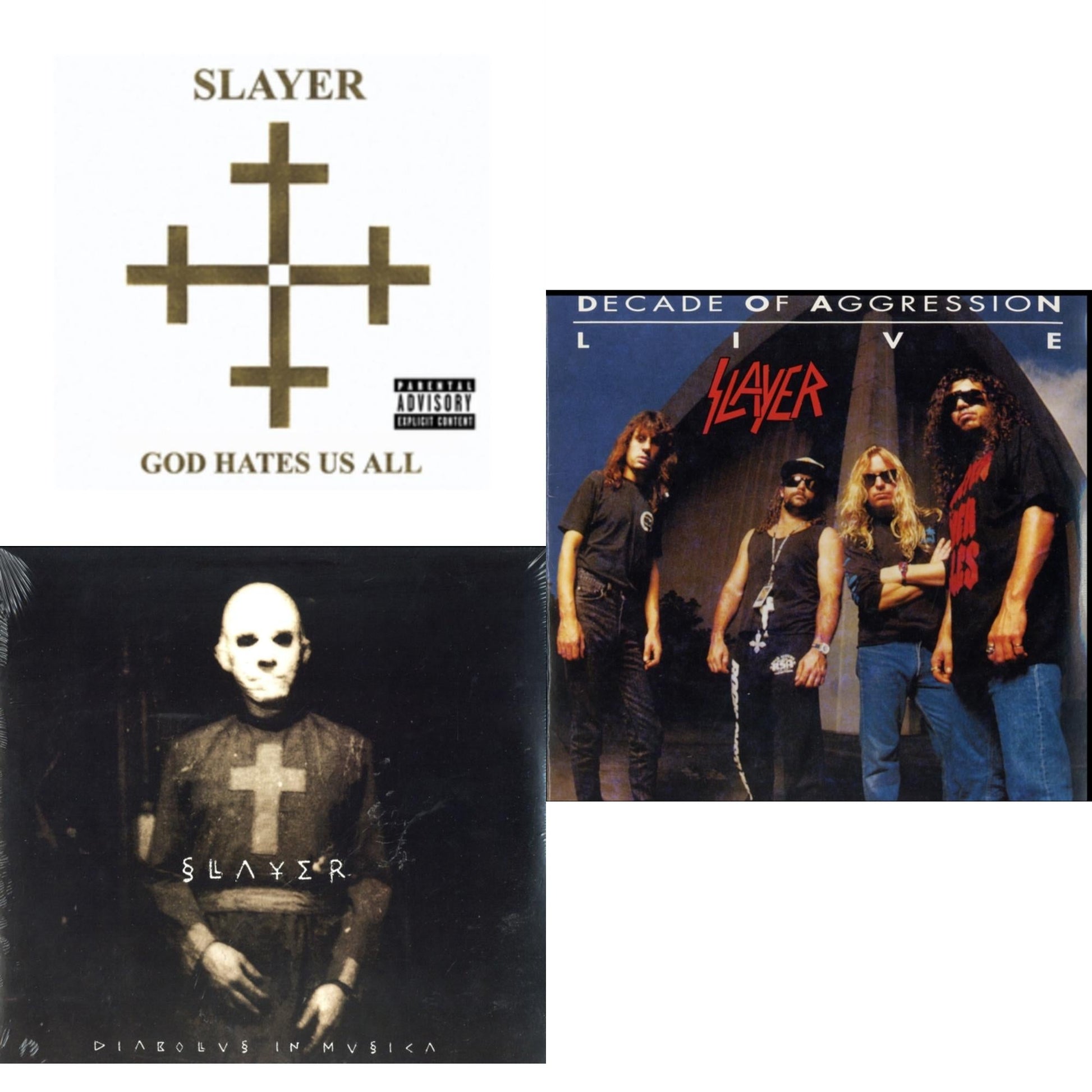 This is a 3 LP Vinyl SKU bundle.
1.This LP Vinyl is brand new.Format: LP VinylMusic Style: ThrashThis item's title is: Diabolus In MusicaArtist: SlayerLabel: AMERICANBarcode: 602537466856Release Date: 12/17/2013
2.This LP Vinyl is brand new.