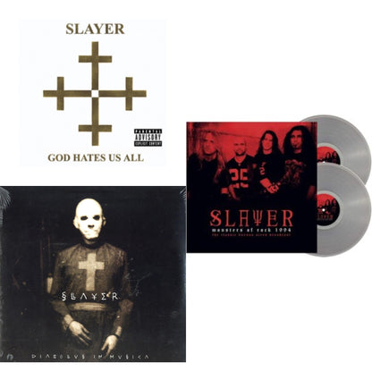 This is a 3 LP Vinyl SKU bundle.
1.This LP Vinyl is brand new.Format: LP VinylMusic Style: ThrashThis item's title is: Diabolus In MusicaArtist: SlayerLabel: AMERICANBarcode: 602537466856Release Date: 12/17/2013
2.This LP Vinyl is brand new.