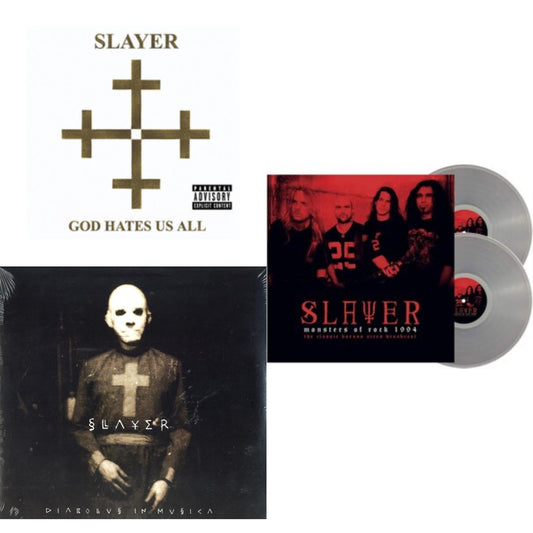 This is a 3 LP Vinyl SKU bundle.
1.This LP Vinyl is brand new.Format: LP VinylMusic Style: ThrashThis item's title is: Diabolus In MusicaArtist: SlayerLabel: AMERICANBarcode: 602537466856Release Date: 12/17/2013
2.This LP Vinyl is brand new.