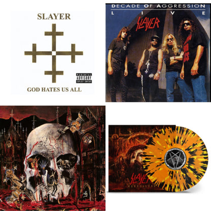 This is a 4 LP Vinyl SKU bundle.
1.This LP Vinyl is brand new.Format: LP VinylMusic Style: ThrashThis item's title is: God Hates Us AllArtist: SlayerLabel: AMERICANBarcode: 602537467723Release Date: 12/17/2013
2.This LP Vinyl is brand new.