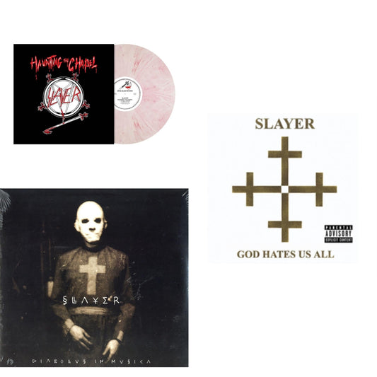 This is a 3 LP Vinyl SKU bundle.
1.This LP Vinyl is brand new.Format: LP VinylMusic Style: ThrashThis item's title is: Haunting The Chapel (Red & White Marbled LP Vinyl)Artist: SlayerLabel: METAL BLADE RECORDSBarcode: 039841578461Release Date: 10/22/2021
2.This LP Vinyl is brand new.