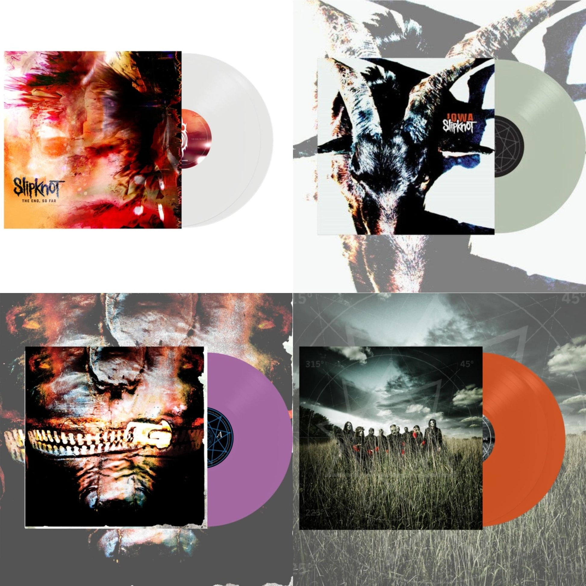 This is a 4 LP Vinyl SKU bundle.
1.This LP Vinyl is brand new.Format: LP VinylMusic Style: Nu MetalThis item's title is: End, So Far (Clear Vinyl/2LP)Artist: SlipknotLabel: ROADRUNNERBarcode: 075678637834Release Date: 9/30/2022
2.This LP Vinyl is brand new.