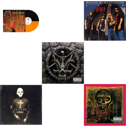 This is a 5 LP Vinyl SKU bundle.
1.This LP Vinyl is brand new.Format: LP VinylMusic Style: ThrashThis item's title is: Hell Awaits (Transparent Orange & Black Split LP Vinyl)Artist: SlayerLabel: Metal Blade RecordsBarcode: 039841578614Release Date: 10/22/2021
2.