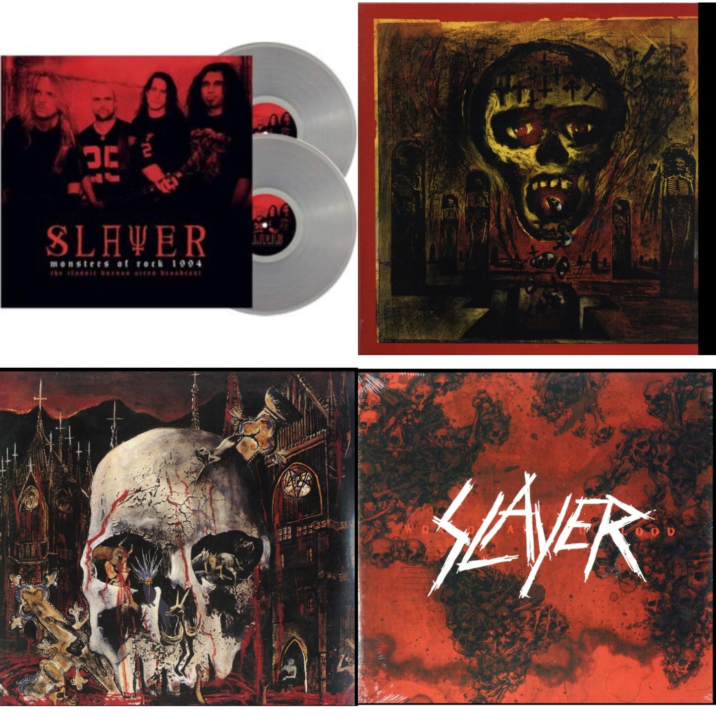 This is a 4 LP Vinyl SKU bundle.
1.This LP Vinyl is brand new.Format: LP VinylThis item's title is: Monsters Of Rock 1994 (2LP/140G/Clear Vinyl)Artist: SlayerLabel: FALLEN ANGELBarcode: 803341527317Release Date: 1/29/2021
2.This LP Vinyl is brand new.