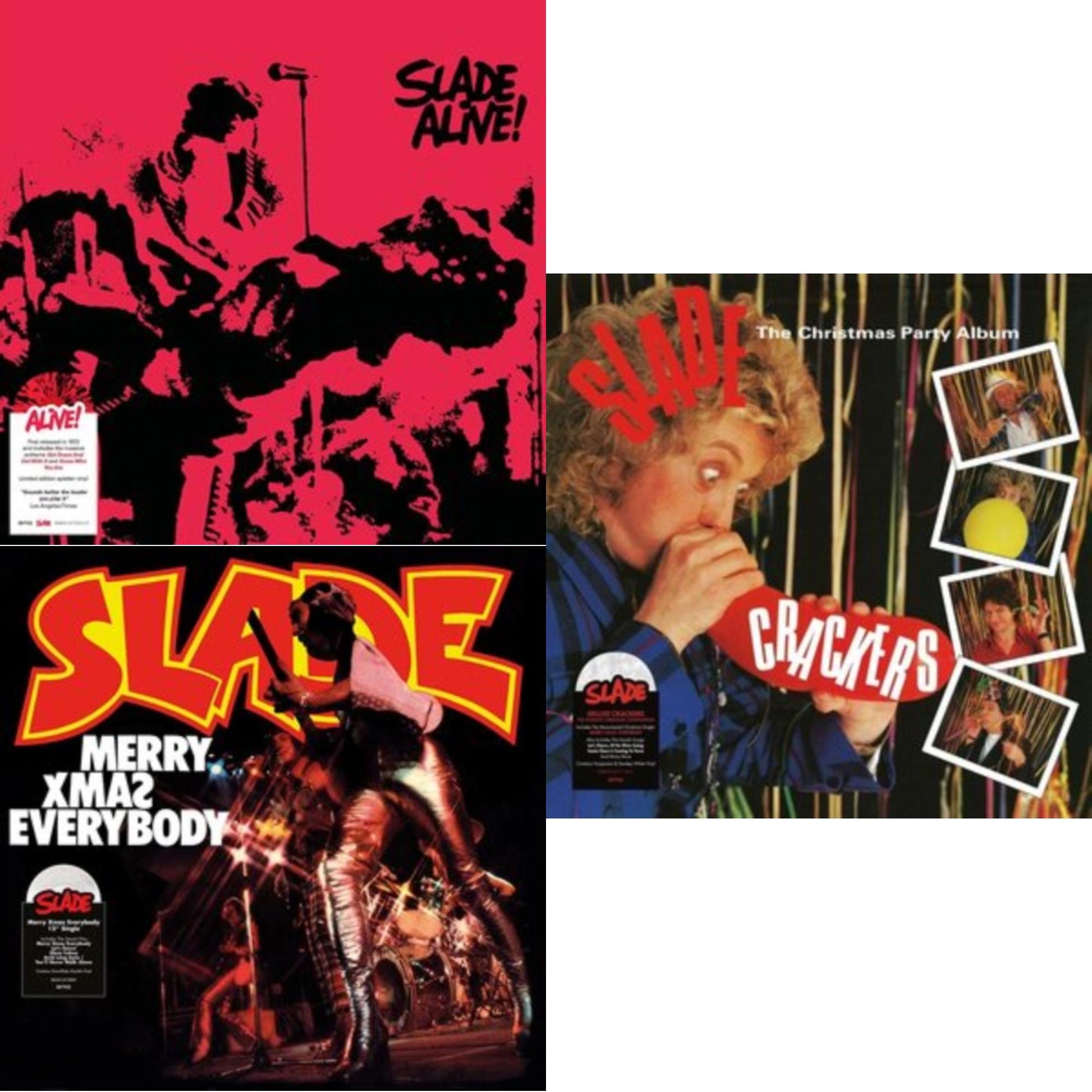This is a 3 LP Vinyl SKU bundle.
1.This LP Vinyl is brand new.Format: LP VinylMusic Style: Classic RockThis item's title is: Slade Alive! (Red & Black Splatter LP Vinyl/Limited Edition)Artist: SladeLabel: BMG RIGHTS MANAGEMENT (UK) LTDBarcode: 4050538659313Release Date: 1/28/2022
2.