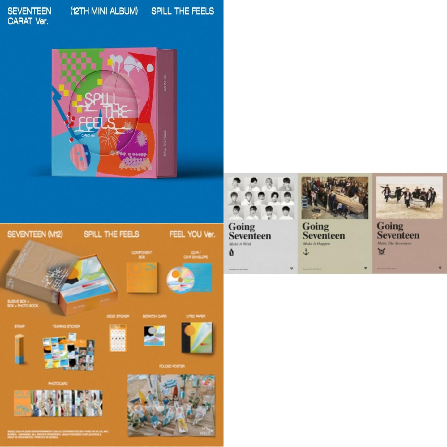 Spill The Feels - Seventeen 12Th Mini Album (Carat Ver.) & Seventeen (12Th Mini Album) & Going Seventeen (Reissue)
