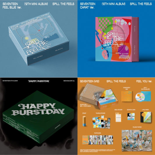 Spill The Feels - Seventeen 12Th Mini Album (Feel Blue Ver.) & Spill The Feels - Seventeen 12Th Mini Album (Carat Ver.) & Seventeen 5Th Album Happy Burstday (New Escape Ver.) & Seventeen (12Th Mini Album)