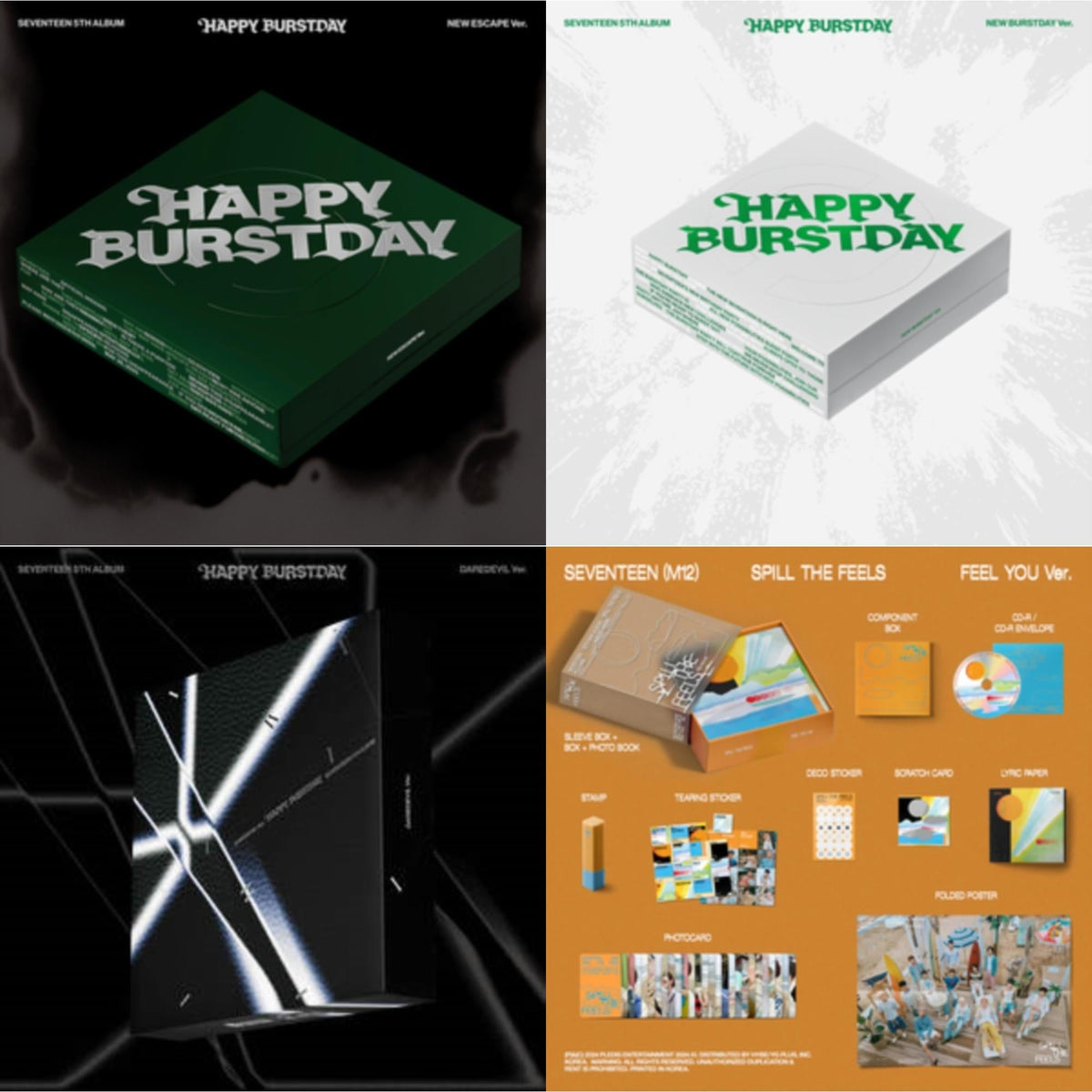 Seventeen 5Th Album Happy Burstday (New Escape Ver.) & Seventeen 5Th Album Happy Burstday (New Burstday Ver.) & Seventeen 5Th Album Happy Burstday (Daredevil Ver.) & Seventeen (12Th Mini Album)