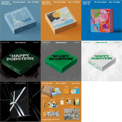Spill The Feels - Seventeen 12Th Mini Album (Feel Blue Ver.) & Spill The Feels - Seventeen 12Th Mini Album (Feel You Ver.) & Spill The Feels - Seventeen 12Th Mini Album (Carat Ver.) & Seventeen 5Th Album Happy Burstday (New Escape Ver.)