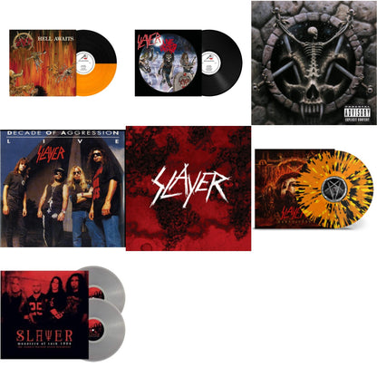 This is a 7 LP Vinyl SKU bundle.
1.This LP Vinyl is brand new.Format: LP VinylMusic Style: ThrashThis item's title is: Hell Awaits (Transparent Orange & Black Split LP Vinyl)Artist: SlayerLabel: Metal Blade RecordsBarcode: 039841578614Release Date: 10/22/2021
2.