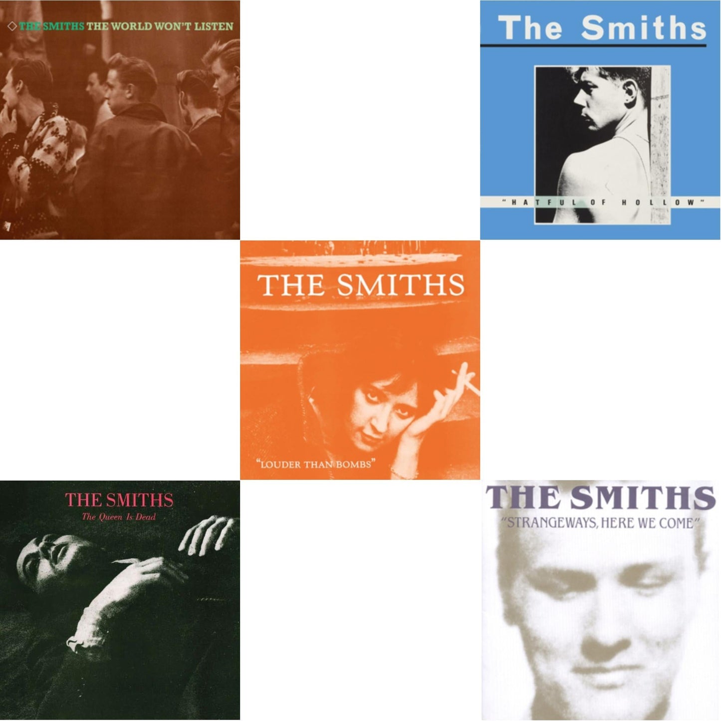 This is a 5 LP Vinyl SKU bundle.
1.This LP Vinyl is brand new.Format: LP VinylThis item's title is: World Won't Listen (180G/Remastered)Artist: SmithsLabel: RHINO/WARNER BROS.Barcode: 825646658817Release Date: 6/7/2016
2.This LP Vinyl is brand new.