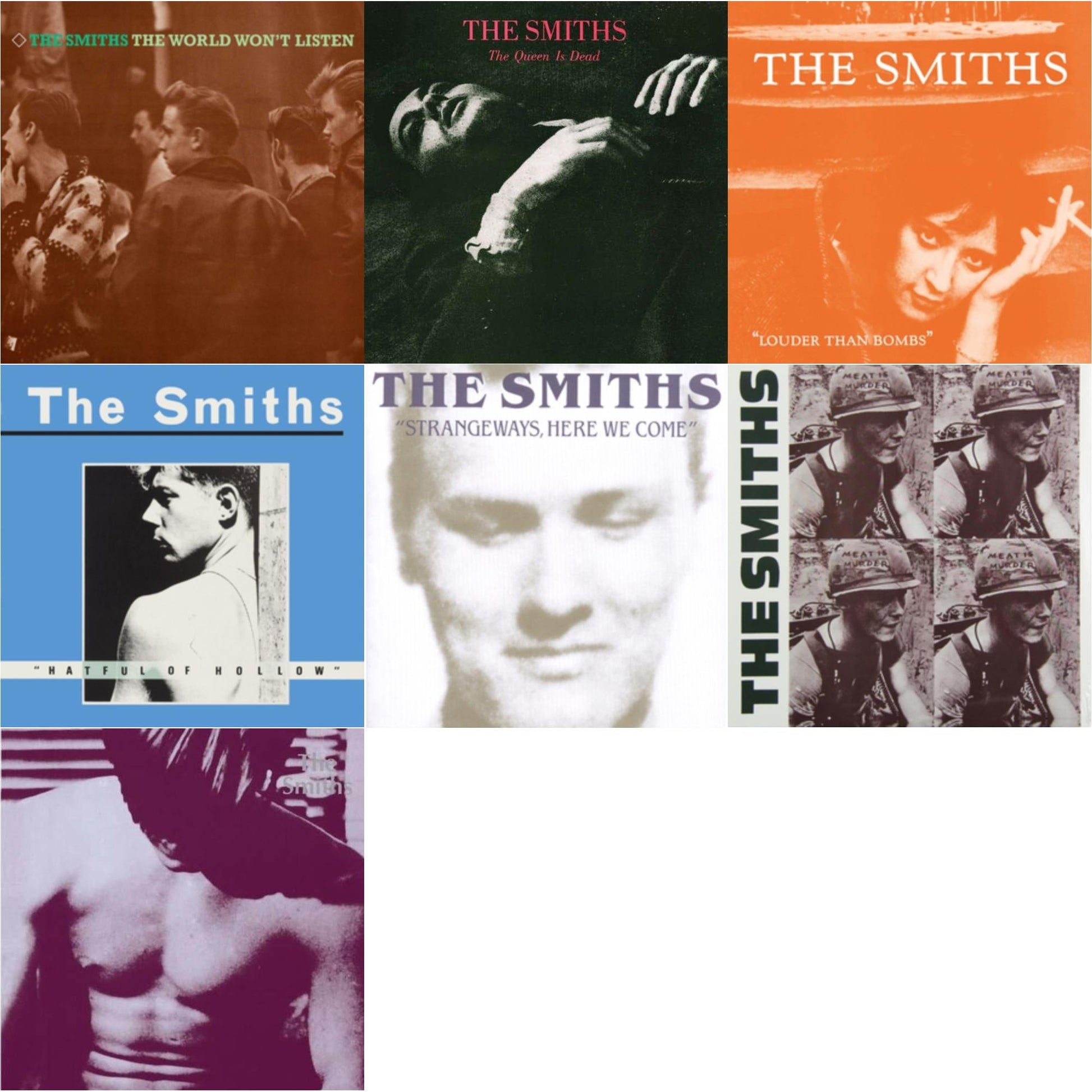 This is a 7 LP Vinyl SKU bundle.
1.This LP Vinyl is brand new.Format: LP VinylThis item's title is: World Won't Listen (180G/Remastered)Artist: SmithsLabel: RHINO/WARNER BROS.Barcode: 825646658817Release Date: 6/7/2016
2.This LP Vinyl is brand new.