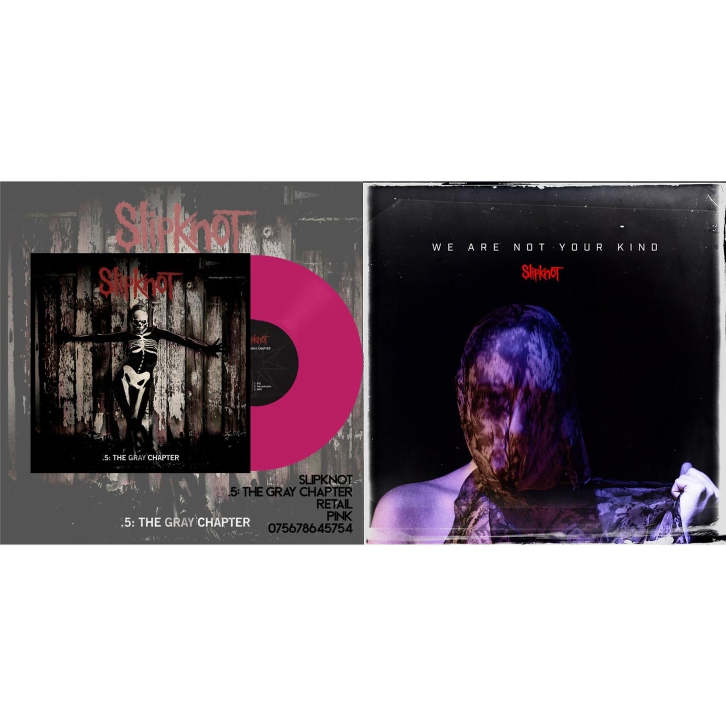 This is a 2 LP Vinyl SKU bundle.
1.This LP Vinyl is brand new.Format: LP VinylMusic Style: Nu MetalThis item's title is: .5: The Gray Chapter (X) (Pink Vinyl/2LP)Artist: SlipknotLabel: ROADRUNNER RECORDSBarcode: 075678645754Release Date: 7/22/2022
2.This LP Vinyl is brand new.