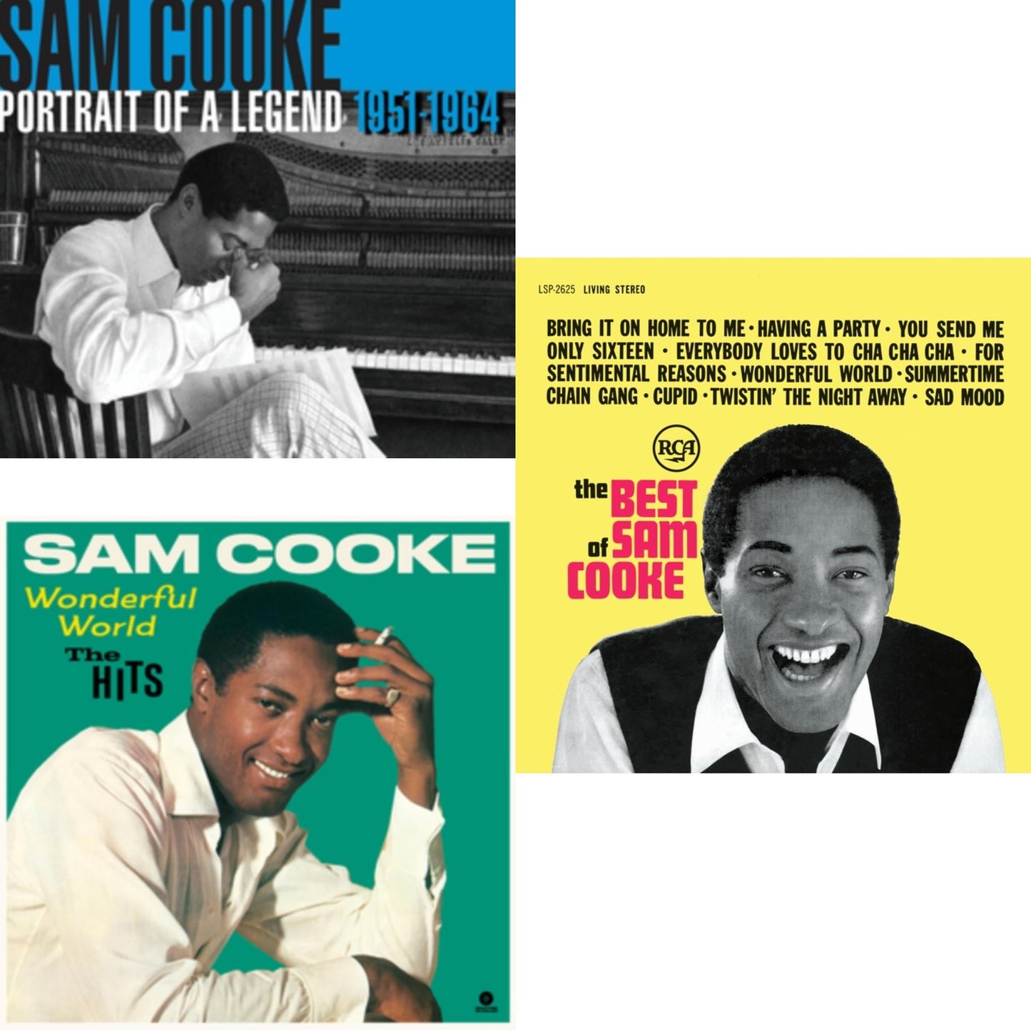 Sam Cooke - Portrait Of A Legend: 1951 - 1964 & Best Of (140G/ Dl Insert) & Wonderfull World - The Hits - LP Vinyl Bundle