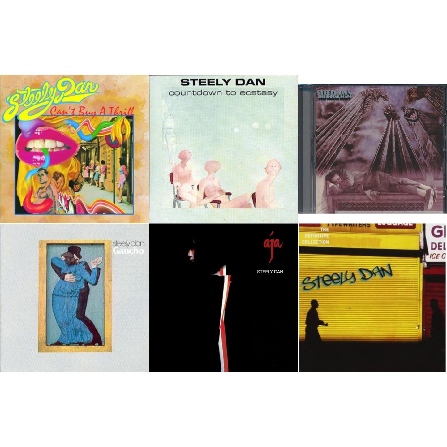 This is a 6 CD SKU bundle.
1.This CD is brand new.Format: CDMusic Style: Pop RockThis item's title is: Can't Buy A ThrillArtist: Steely DanLabel: GEFFENBarcode: 008811188627Release Date: 11/17/1998
2.This CD is brand new.