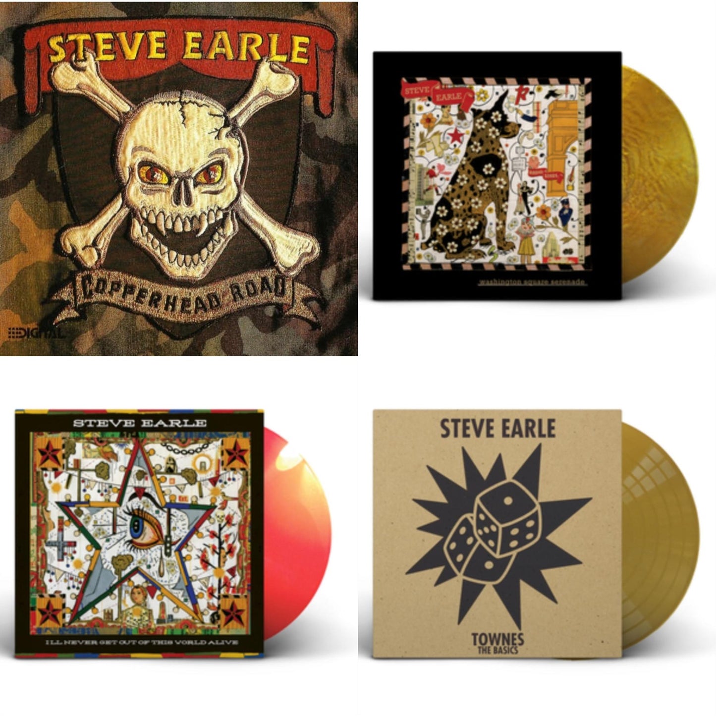 Copperhead Road & Washington Square Serenade (Metallic Gold LP Vinyl) & I'll Never Get Out Of This World Alive (Orange LP Vinyl) & Townes: The Basics (Gold LP Vinyl)