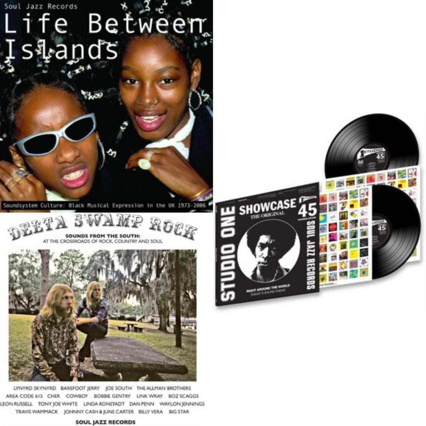 Life Between Islands - Soundsystem Culture: Black Musical Expression In The Uk 1973-2006 (3LP) & Delta Swamp Rock - Sounds From The South:  At The Crossroads Of Rock, Country & Soul & Studio One Showcase 45 Expanded Edition (2LP)