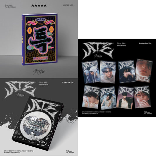 This is a 3 CD SKU bundle.
1.This CD is brand new.Format: CDThis item's title is: 5-Star (Limited Ver.)Artist: Stray KidsBarcode: 196922331695Release Date: 6/2/2023
2.This CD is brand new.Format: CDThis item's title is: Ate (Chk Chk Ver.