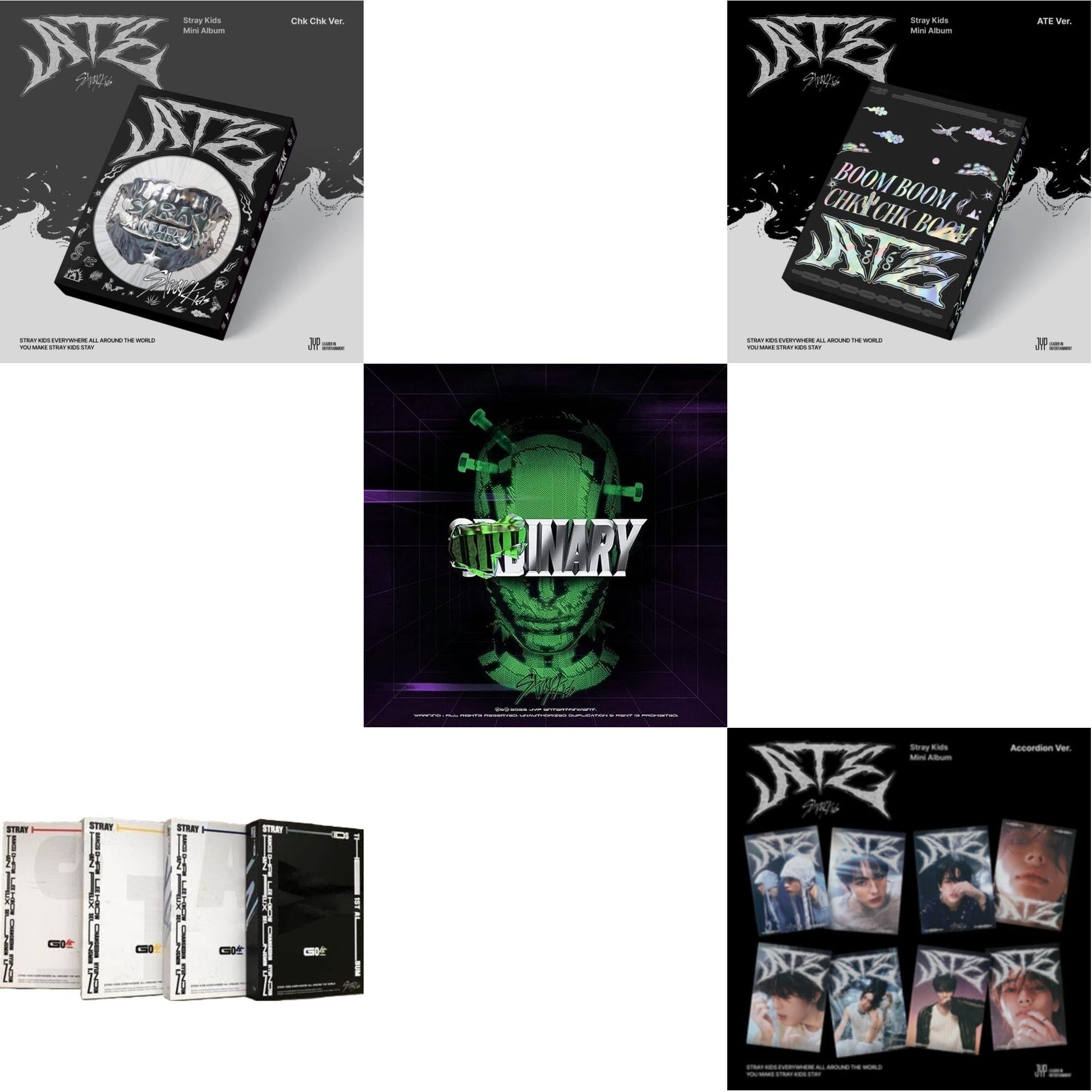 This is a 5 CD SKU bundle.
1.This CD is brand new.Format: CDThis item's title is: Ate (Chk Chk Ver.)Artist: Stray KidsBarcode: 196922934445Release Date: 7/19/2024
2.This CD is brand new.Format: CDThis item's title is: Ate (Ate Ver.