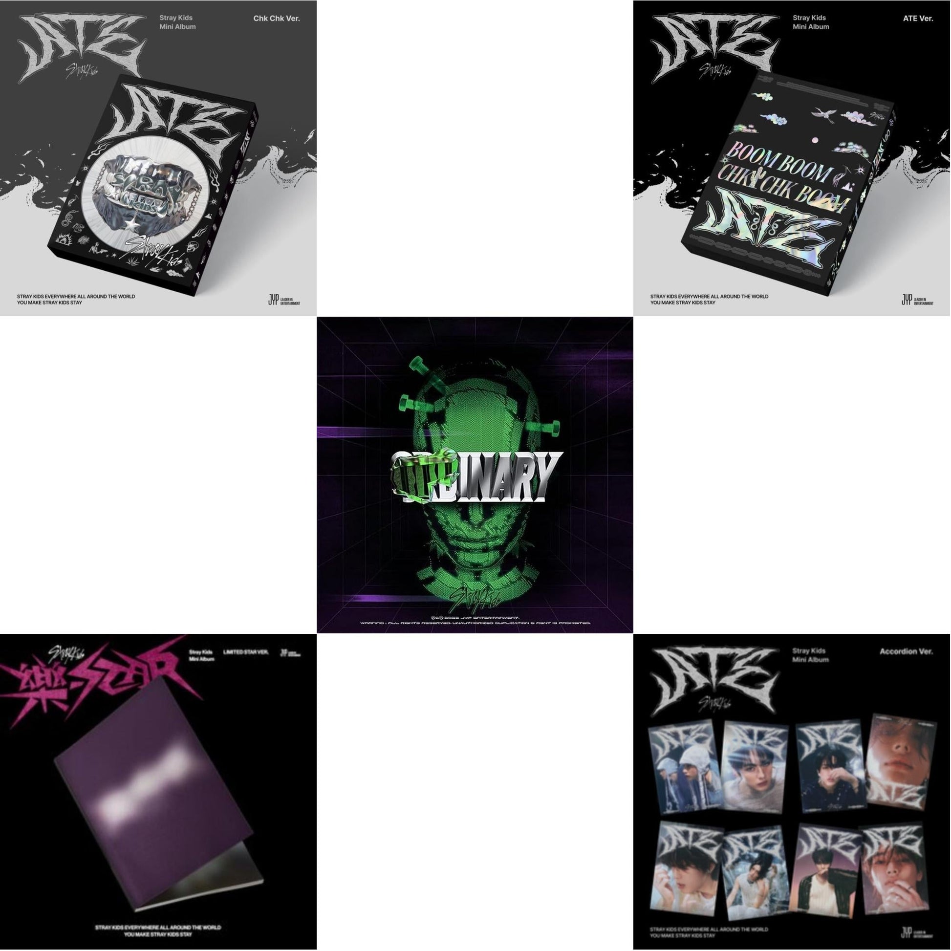 This is a 5 CD SKU bundle.
1.This CD is brand new.Format: CDThis item's title is: Ate (Chk Chk Ver.)Artist: Stray KidsBarcode: 196922934445Release Date: 7/19/2024
2.This CD is brand new.Format: CDThis item's title is: Rock-Star (Limited Star Ver.