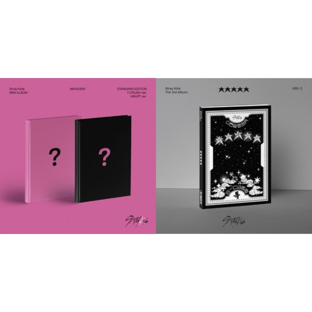 Stray Kids - 5-Star (Ver. C) & Maxident (T-Crush Version/Heart Version) - CD Bundle