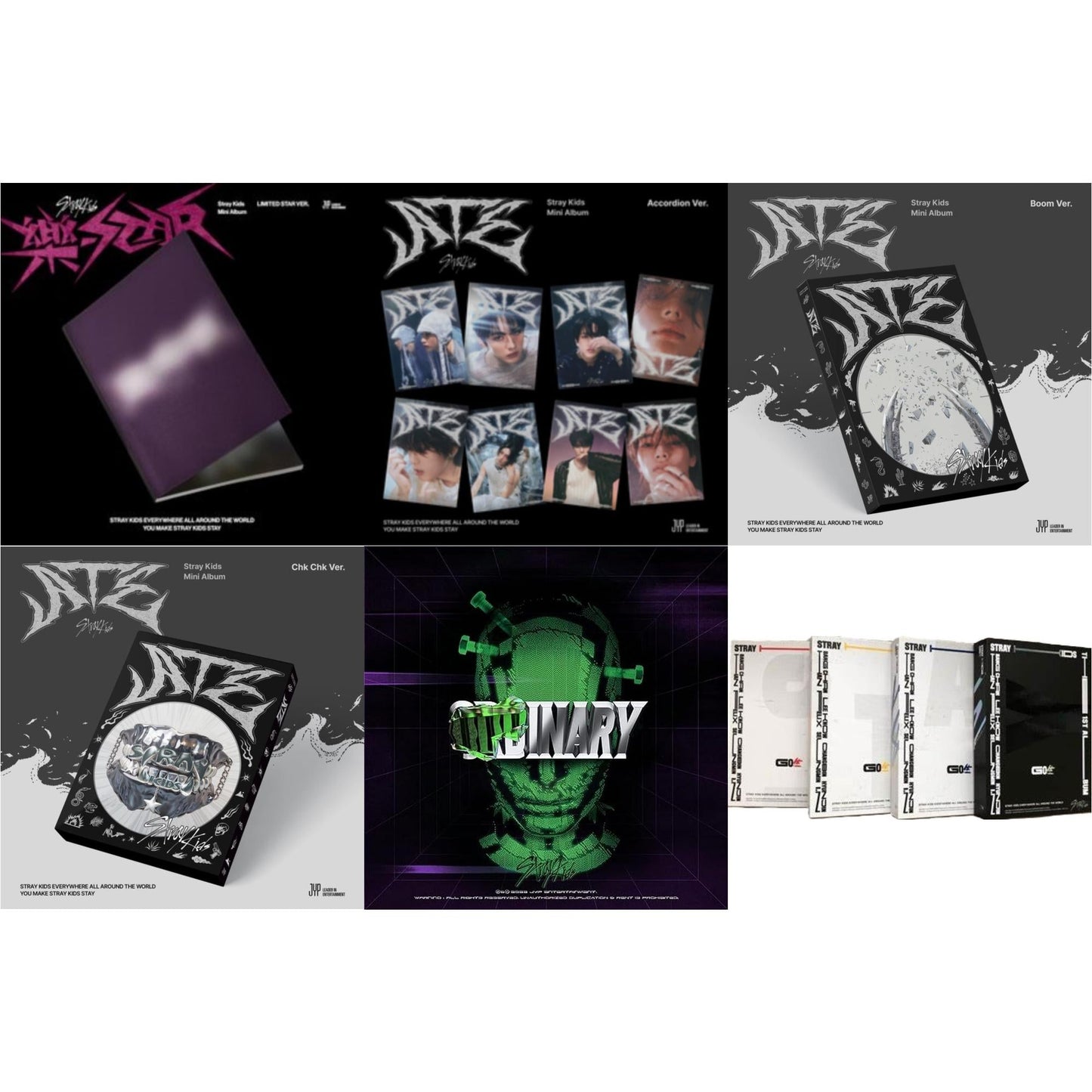 This is a 6 CD SKU bundle.
1.This CD is brand new.Format: CDThis item's title is: Rock-Star (Limited Star Ver.)Artist: Stray KidsBarcode: 196922597589Release Date: 11/10/2023
2.This CD is brand new.Format: CDThis item's title is: Ate (Accordion Ver.