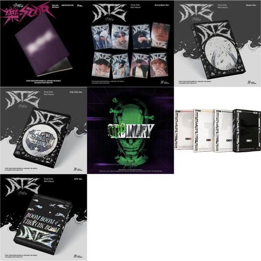This is a 7 CD SKU bundle.
1.This CD is brand new.Format: CDThis item's title is: Rock-Star (Limited Star Ver.)Artist: Stray KidsBarcode: 196922597589Release Date: 11/10/2023
2.This CD is brand new.Format: CDThis item's title is: Ate (Accordion Ver.