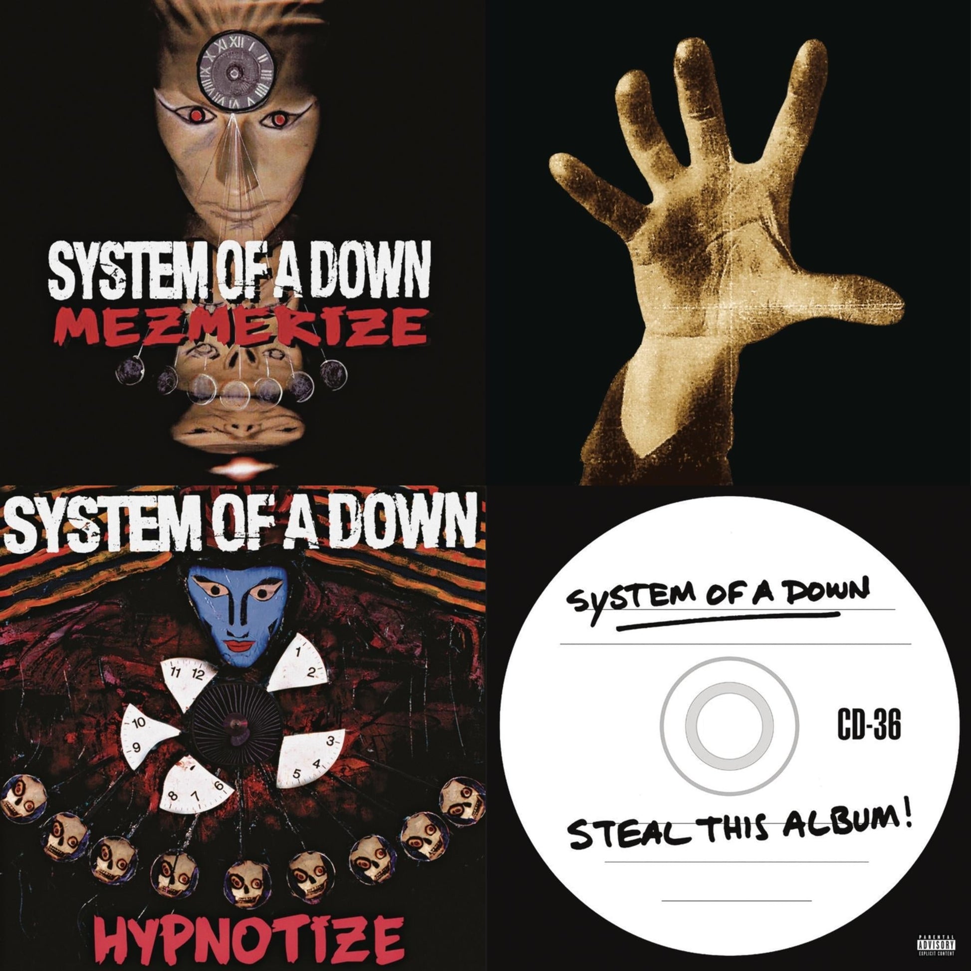 This is a 4 LP Vinyl SKU bundle.
1.This LP Vinyl is brand new.Format: LP VinylMusic Style: Nu MetalThis item's title is: Mezmerize (140G)Artist: System Of A DownLabel: LEGACY/ COLUMBIA/ AMERICANBarcode: 190758656113Release Date: 10/12/2018
2.This LP Vinyl is brand new.