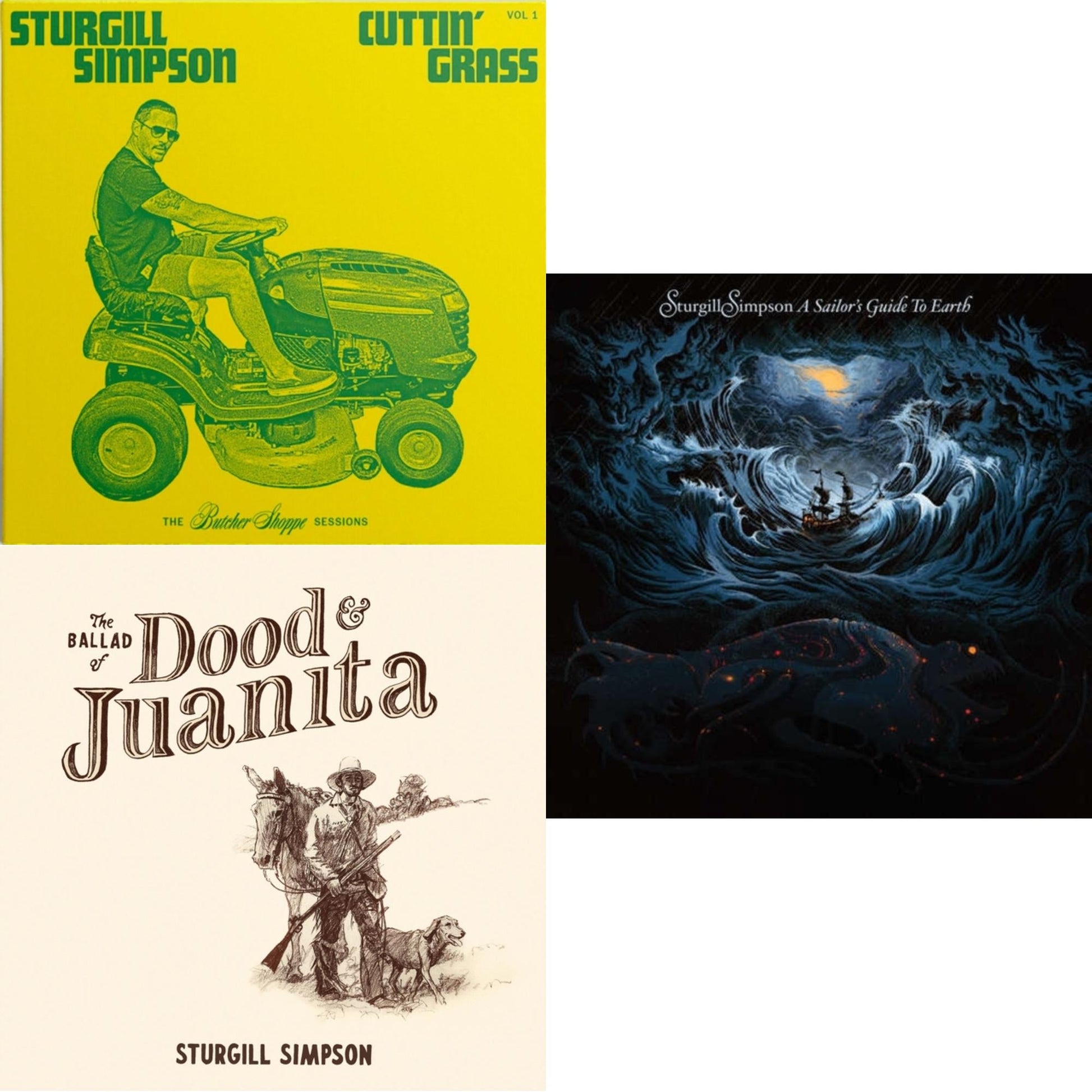 This is a 3 LP Vinyl SKU bundle.
1.This LP Vinyl is brand new.Format: LP VinylThis item's title is: Cuttin' Grass (2LP)Artist: Sturgill SimpsonLabel: HIGH TOP MOUNTAIN RECORDSBarcode: 787790456285Release Date: 12/11/2020
2.This LP Vinyl is brand new.