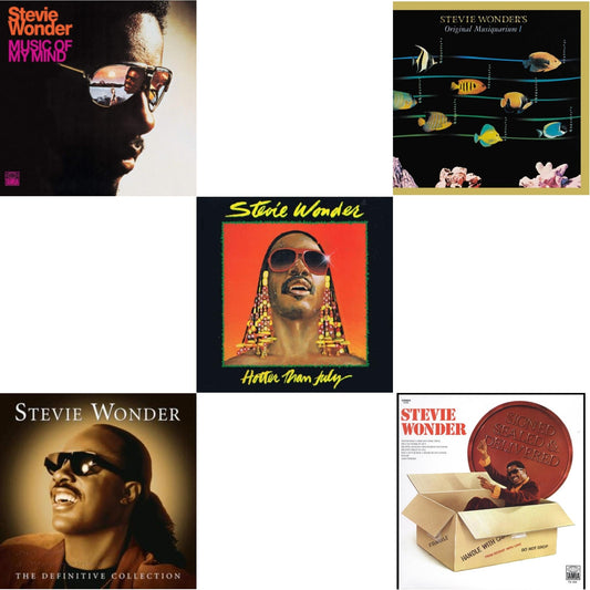 Music Of My Mind & Definitive Collection (2LP) & Hotter Than July & Original Musiquarium I (2LP) & Signed Sealed And Delivered (LP)