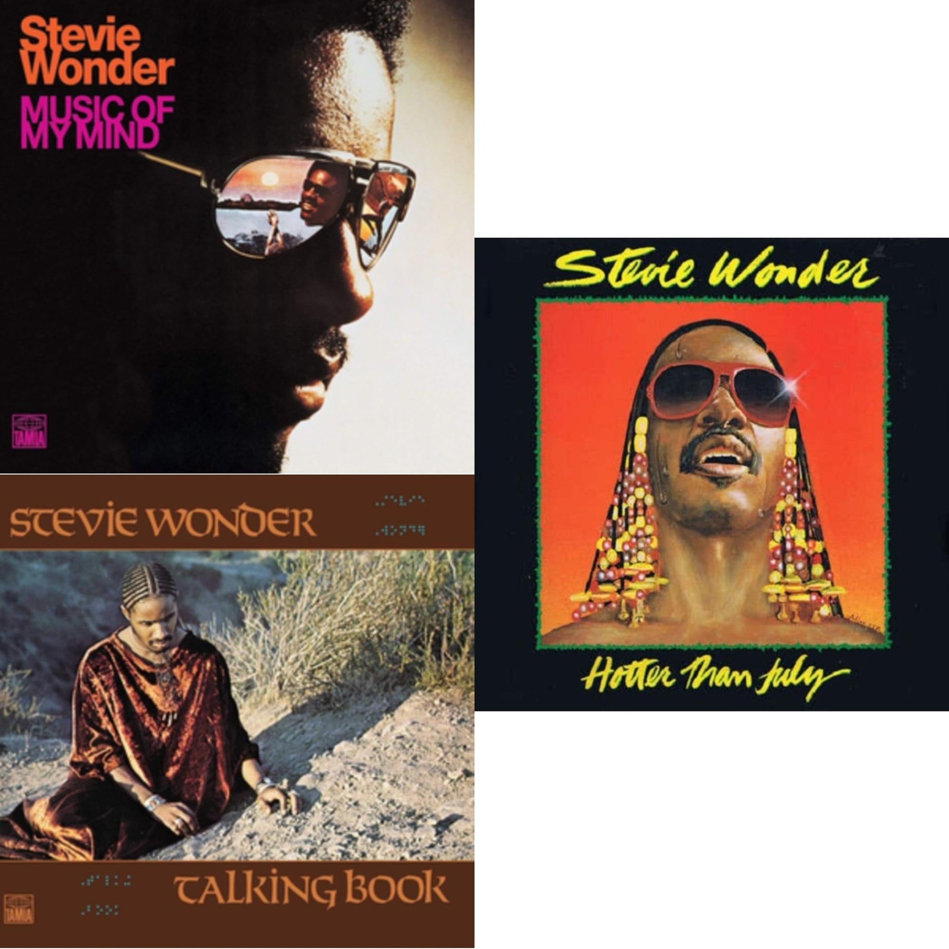 This is a 3 LP Vinyl SKU bundle.
1.This LP Vinyl is brand new.Format: LP VinylMusic Style: Soul-JazzThis item's title is: Music Of My MindArtist: Stevie WonderLabel: TamlaBarcode: 050109031412Release Date: 9/23/2008
2.This LP Vinyl is brand new.