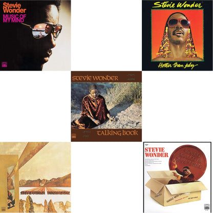 This is a 5 LP Vinyl SKU bundle.
1.This LP Vinyl is brand new.Format: LP VinylMusic Style: Soul-JazzThis item's title is: Music Of My MindArtist: Stevie WonderLabel: TamlaBarcode: 050109031412Release Date: 9/23/2008
2.This LP Vinyl is brand new.