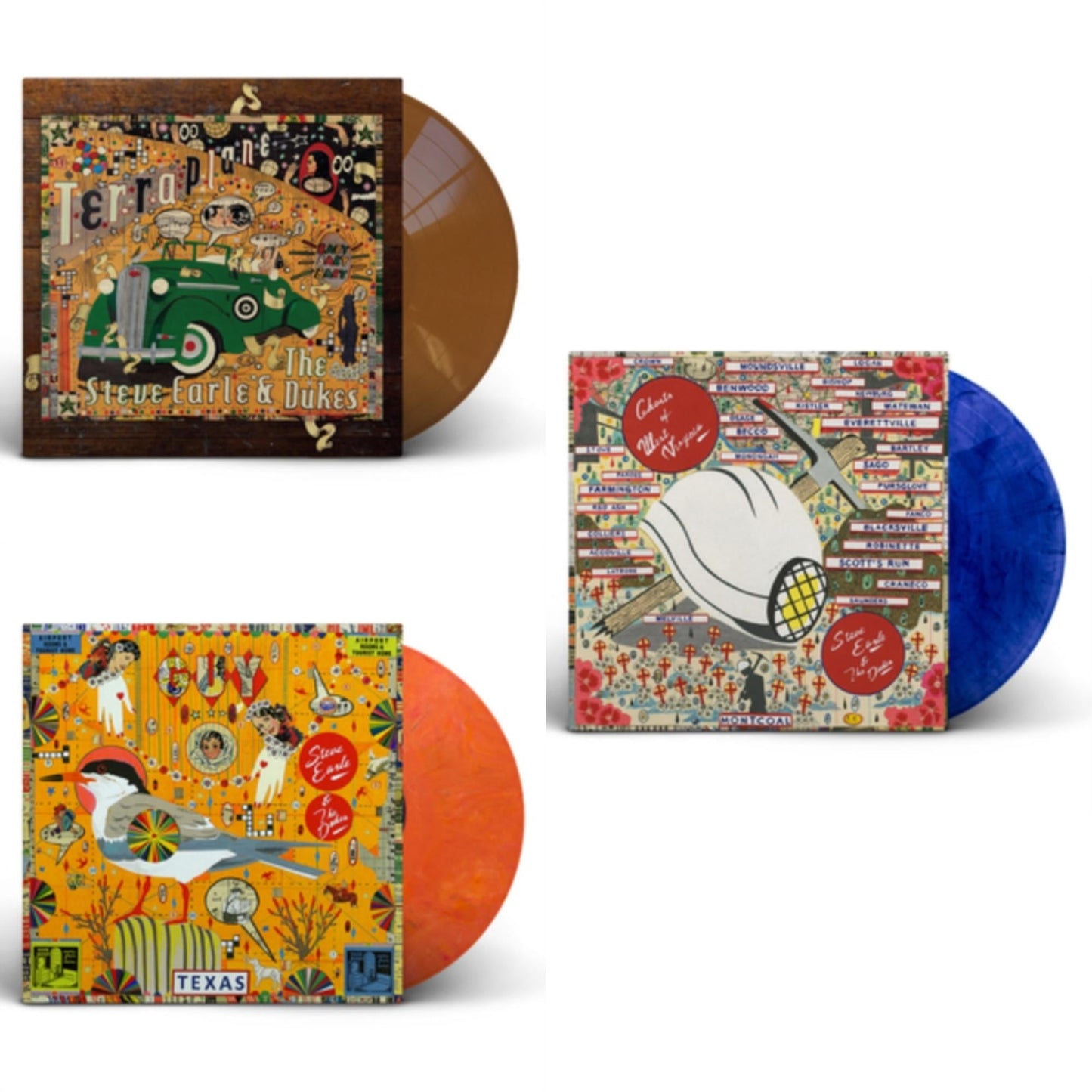 This is a 3 LP Vinyl SKU bundle.
1.This LP Vinyl is brand new.Format: LP VinylMusic Style: Country BluesThis item's title is: Terraplane (Transparent Gold LP Vinyl)Artist: Steve & The Dukes EarleLabel: NEW WEST RECORDSBarcode: 607396555512Release Date: 11/5/2021
2.