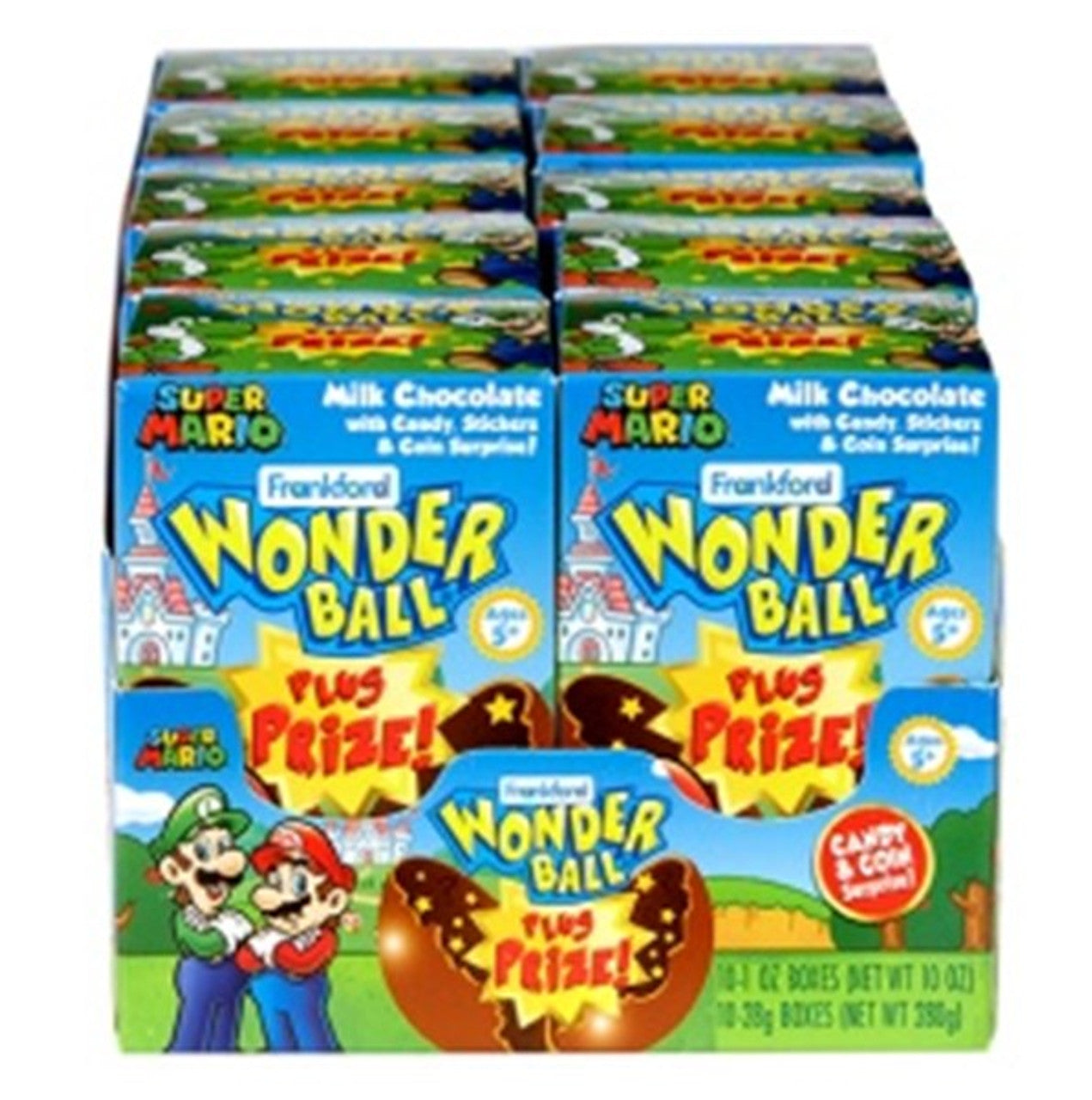 This is brand new.Super Mario Wonder Ball candy surprises from Frankford are sure to draw attention to your candy displays with smooth milk chocolate shells filled with candy, stickers, and a surprise coin.