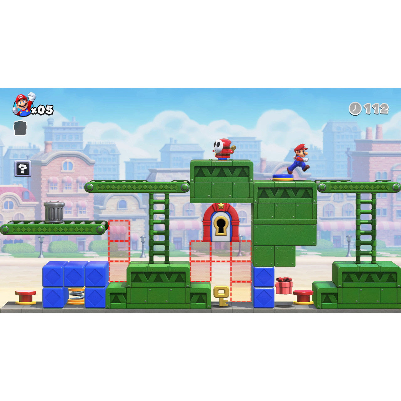 This is brand new.Donkey Kong has stolen the Mini-Marios! Solve platforming puzzles to get them back.
 Run, jump, and backflip your way to rescuing the stolen Mini-Mario toys in this puzzling twist on Mario action.