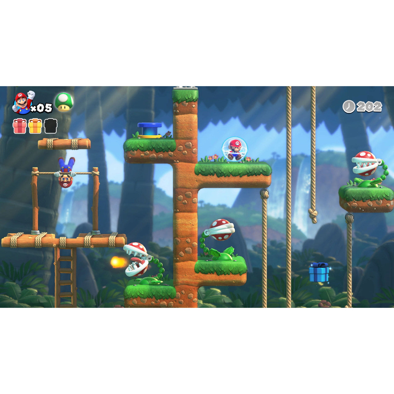 This is brand new.Donkey Kong has stolen the Mini-Marios! Solve platforming puzzles to get them back.
 Run, jump, and backflip your way to rescuing the stolen Mini-Mario toys in this puzzling twist on Mario action.